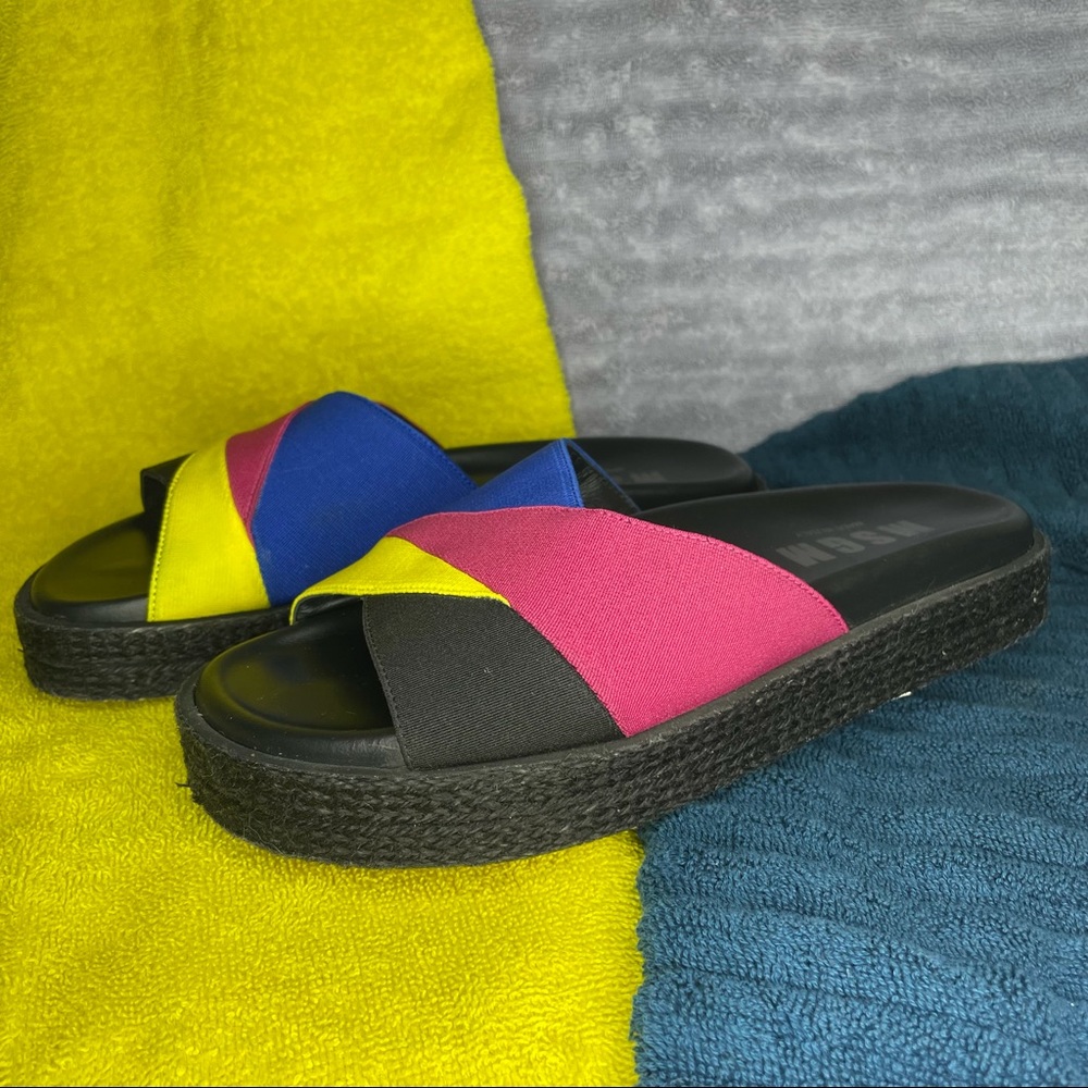 MSGM leather multicolor slides